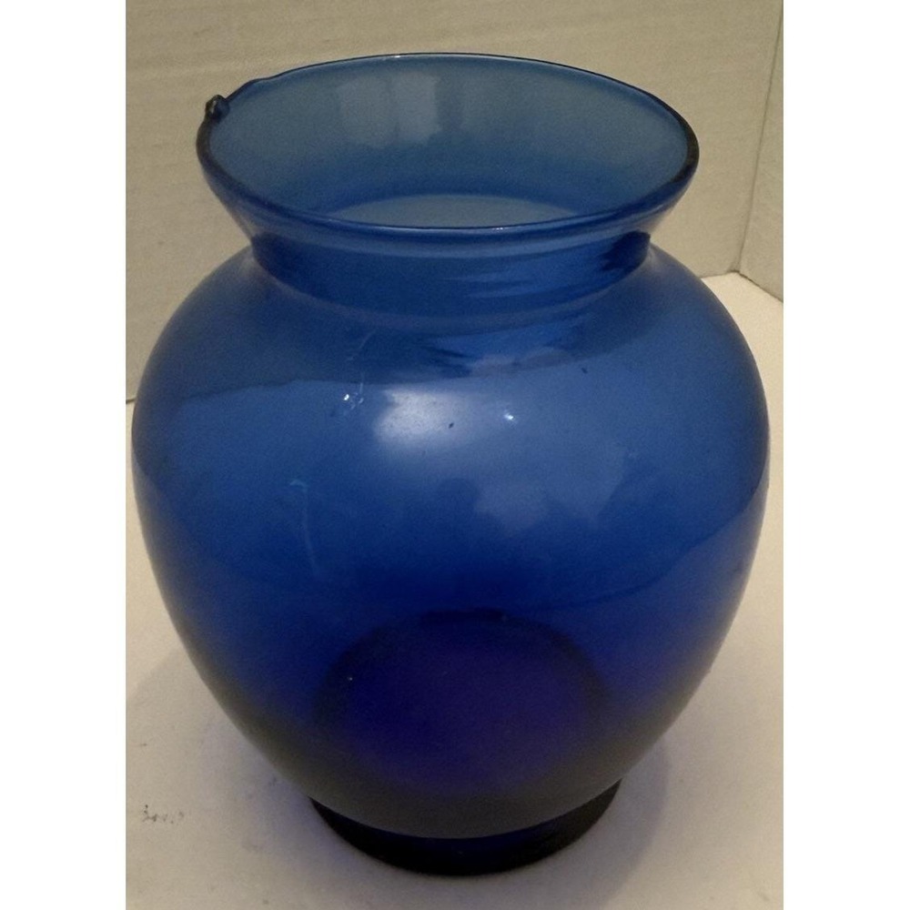 Vintage Cobalt Blue Hand Blown Glass Vase – 6.25" Tall – Art Glass Decor